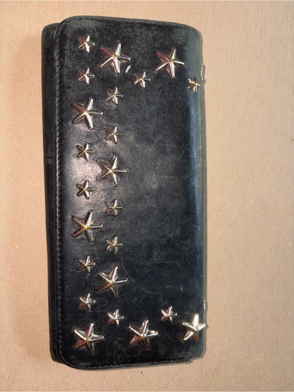 Black Star-Studded Leather Wallet